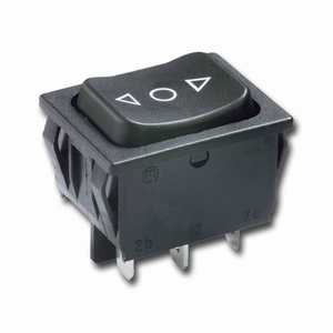 interrupteur, élec. bascule ON / OFF / ON, noir, carré