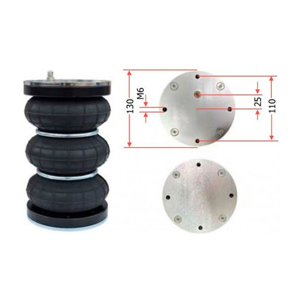 luchtbalg, 3-kamer met boven & onderplaat