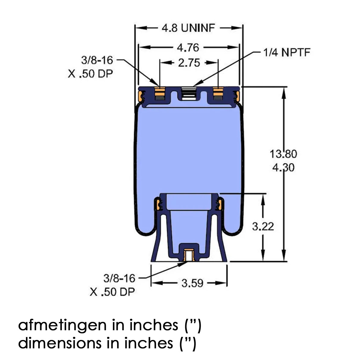 coussin à air, manche fuselé 9,9, 110/70