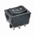 interrupteur, élec. bascule ON / OFF / ON, noir, carré